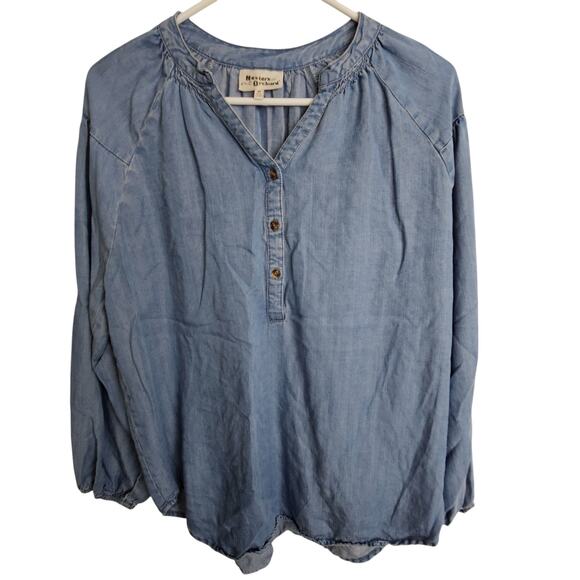 Hester & Orchard Tops - Anthropologie Hester & Orchard Womens Chambray Tunic Top Size M Lagenlook Boho